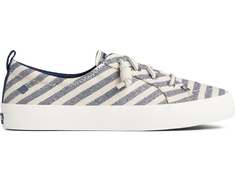 Sperry Crest Vibe Seasonal Stripe Sneakers - Women's Sneakers - White/Blue [YP6190573] Sperry Top Si